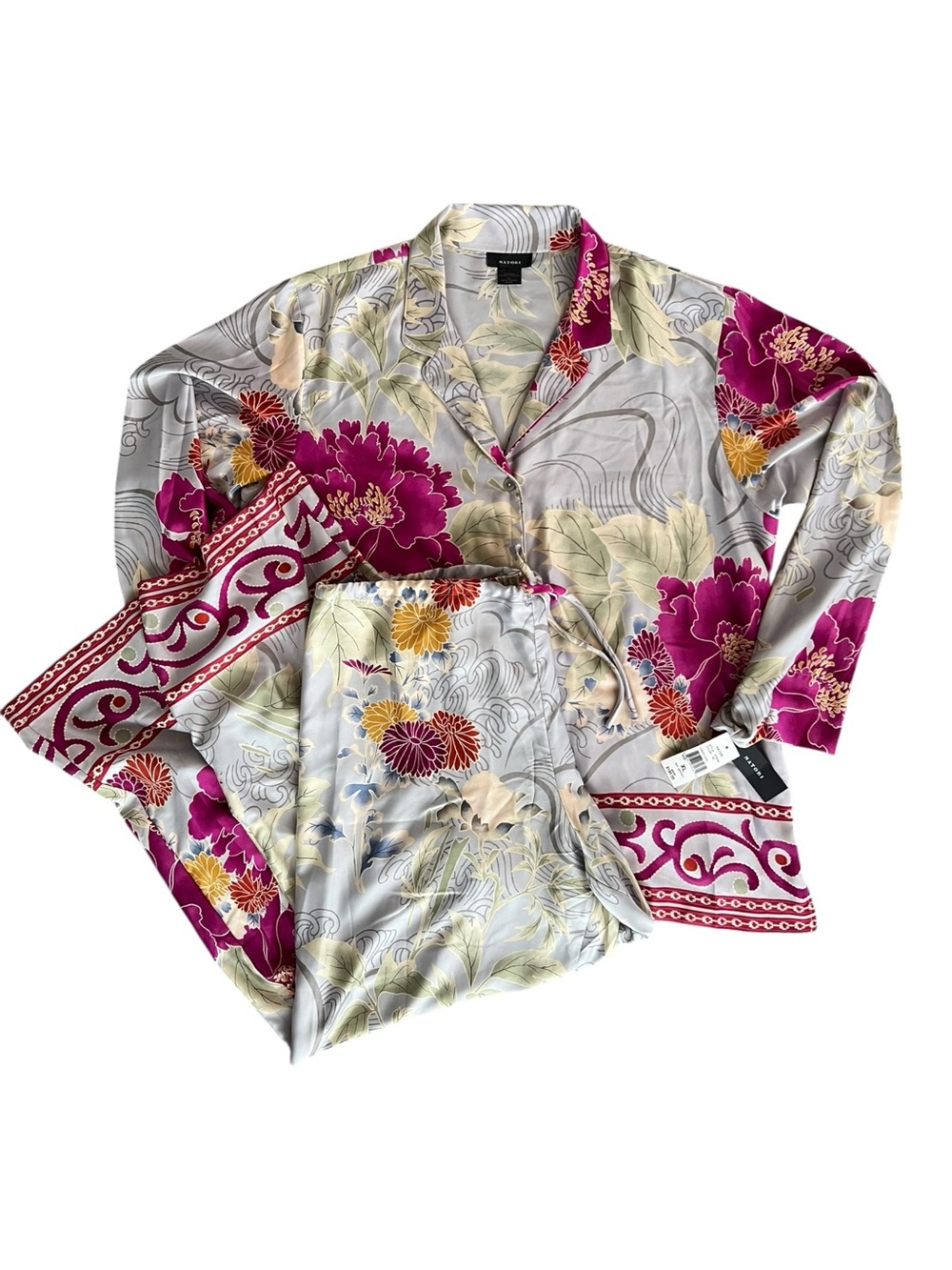 Natori Floral Satin Pajama Set Women’s Size XL New With Tags